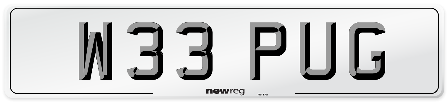 W33 PUG Number Plate from New Reg